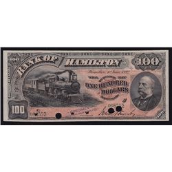 1892 Bank of Hamilton $100