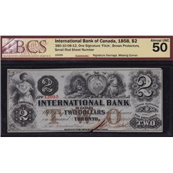 1858 International Bank of Canada $2