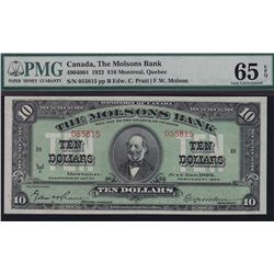 1922 Molsons Bank $10