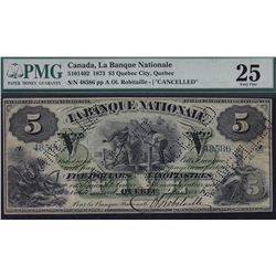 1873 La Banque Nationale $5