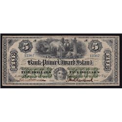 1877 Bank of Prince Edward Island $5