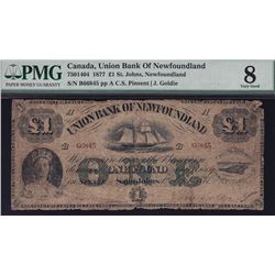 1877 Union Bank of Newfoundland £1