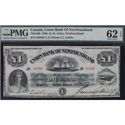 1880 Union Bank of Newfoundland £1
