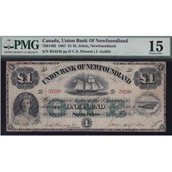 1867 Union Bank of Newfoundland £1