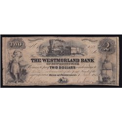 1854 Westmorland Bank $2