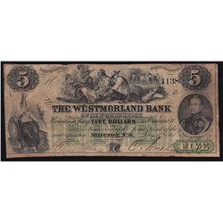 1861 Westmorland Bank $5