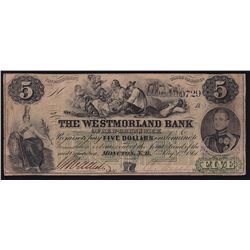1861 Westmorland Bank $5