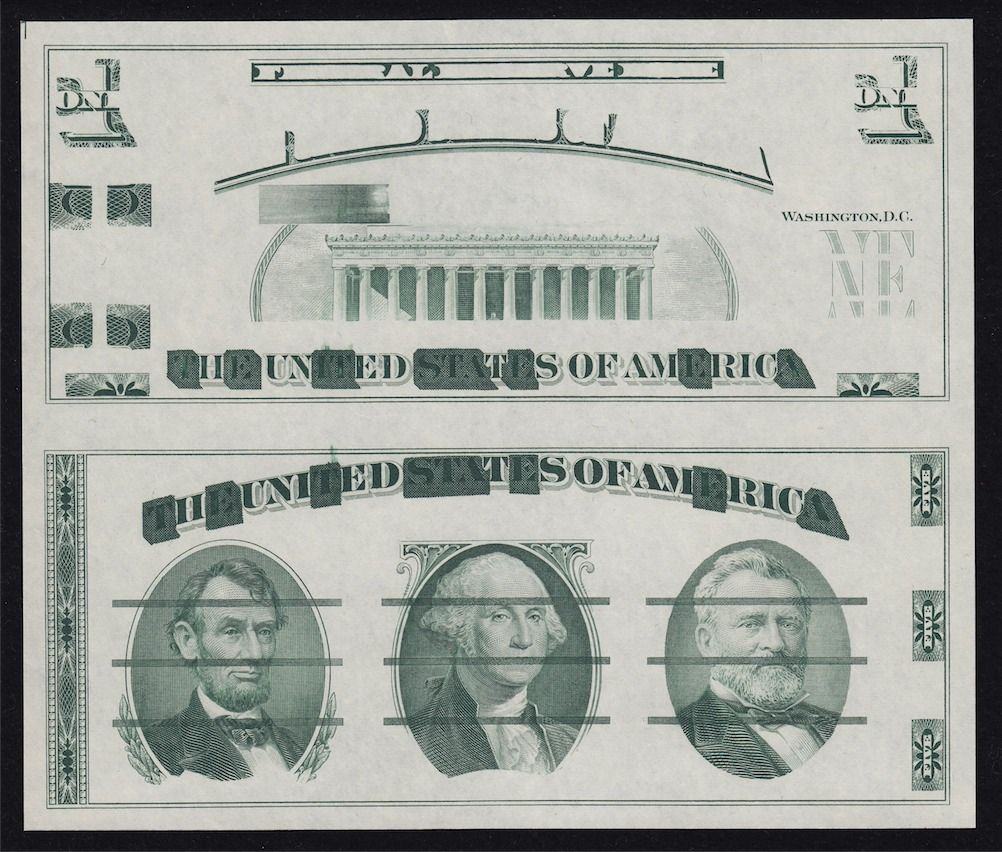 Giori US Test Note Uncut Pair of $1 & $5 Banknotes