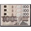 Image 2 : Lot of Three 1988 Bank of Canada $100 Mismatch Serial Numbers