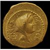 Image 1 : Julius Caesar (46 BC) - AU-Aureus  Obv: Veiled head of Vesta  CAESAR COS TER Rev: Jug between lituus