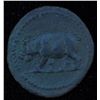 Image 2 : Domitian (81-96 AD) - AE-Quadrans   Rome   Obv: Rhinoceros walking l. , no legend  Rev: S C surround