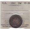 Image 1 : 1862 New Brunswick Twenty Cent - ICCS VF-30.