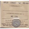 Image 1 : 1946C Newfoundland Five Cent  - ICCS MS-60. Scarce in Mint State.