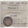 Image 1 : 1885 Newfoundland Ten Cent - ICCS VF-20, Obverse 2.