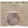Image 1 : 1912 Newfoundland Twenty Cent  - ICCS MS-63.