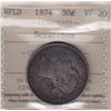 Image 1 : 1874 Newfoundland Fifty Cent  - ICCS VF-20 scratches.