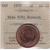 Image 1 : 1859 One Cent  - ICCS AU-55 Wide 9/8; scratch.