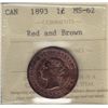 Image 1 : 1893 One Cent - ICCS MS-62 Red and Brown.