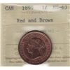 Image 1 : 1899 One Cent - ICCS MS-63 Red and Brown.