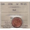 Image 1 : 1936 One Cent - ICCS MS-65 Red.