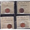 Image 1 : Lot of 4 ICCS graded small One Cents - 1943 MS-64 Red; 1944 MS-63 Red and Brown; 1948 MS-64, A To De