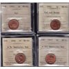 Image 1 : Lot of 4 ICCS graded small One Cents - 1943 MS-64 Red; 1944 MS-63 Red and Brown; 1948 MS-64, A To De