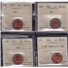 Image 1 : Lot of 4 ICCS graded small One Cents - 1943 MS-64 Red; 1944 MS-63 Red; 1945 MS-64 Red; 1949 MS-65 A 