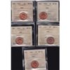 Image 1 : Lot of 5 ICCS graded small One Cents - 1937 MS-64 Red; 1938 MS-64 Red; 1939 MS-65 Red; 1941 MS-63 Re