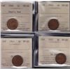 Image 1 : Lot of 4 ICCS graded small One Cents - 1920 MS-64 Small, Red; 1922 VF-30; 1923 VF-20; 1925 VF-20. 4 
