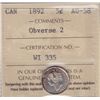 Image 1 : 1892 Five Cent - ICCS AU-58 Obv. #2.