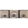 Image 1 : Lot of Three ICCS 1944/5 Five Cents - 1944 Missing Chrome ICCS MS-60 & Partial chrome MS-63. 1945 No