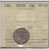 Image 1 : 1872H Ten Cent  - ICCS VF-30.