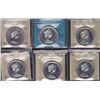 Image 1 : Lot of Six Silver Dollars - Dates include: 1966 Large beads, cameo ICCS PL-64; 1967 ICCS PL-64 cameo