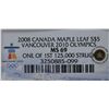 Image 3 : Lot of Three NGC Graded Vancouver Olympics $5 SML's  - 2008 early strike MS69, 2009 early strike MS6