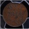 Image 1 : CH PE-6A1 - BR 920, 1855 Fisheries and Agriculture One Cent, PCGS MS63 BN. Ex:Temple.