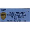 Image 3 : CH PE-6A1 - BR 920, 1855 Fisheries and Agriculture One Cent, PCGS MS63 BN. Ex:Temple.