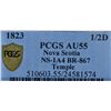 Image 3 : CH NS-1A4  - BR 867, 1823 Nova Scotia Half Penny Token, PCGS AU55. Ex:Temple.