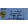 Image 3 : CH NS-1D2 - BR 871, 1832 Nova Scotia Half Penny Token, PCGS AU50. Ex:Temple.