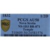Image 3 : CH NS-1D3 - BR 871, 1832 Nova Scotia Half Penny Token, PCGS AU50. Ex:Temple