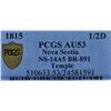 Image 3 : CH NS-14A5 - BR 891, 1815 Nova Scotia Half Penny Token, PCGS AU53. Ex:Temple.