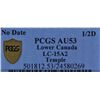 Image 3 : CH LC-15A2 - T.S. Brown & Co. Lower Canada Token, PCGS AU53. Ex:Temple