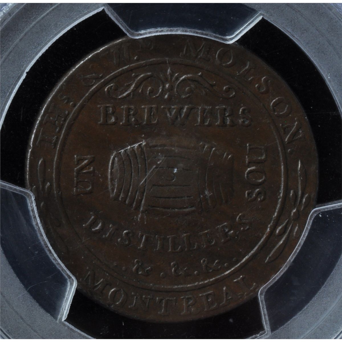 CH LC-16A3 - BR 562, 1837 Molson Distillers UN Sous Token, PCGS XF45 ...
