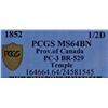 Image 3 : CH PC-3 - BR 529, 1852 Province of Canada Half Penny Token, PCGS MS64 BN. Ex:Temple.