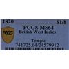 Image 3 : 1820 British West Indies 1/8 Dollar Token  - PCGS MS64, Ex:Temple.