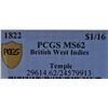 Image 3 : CH NC-1D4 1822 British West Indies 1/16 Dollar Token  - PCGS MS62, great match for the other uncircu