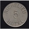 Image 1 : BR 620B - I.B. Durocher Richelieu Hotel 5 (oval o), small letters, wm, 7.8g, Unc.