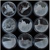 Image 1 : Lot of 9 Sterling Silver Medals  - Includes: Seven Great Canadian Landmarks at 40.5 grams each. Two 