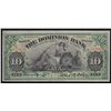 Image 1 : 1910 Dominion Bank $10 - CH 220-18-04 Huge center vignette of seated Britannia. Pressed VF+, S/N:575