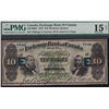 Image 1 : 1872 Exchange Bank of Canada $10 - CH 245-10-08a EE Over print. PMG Choice Fine 15. S/N:7846/A.