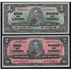 Image 1 : 1937 Bank of Canada Specimen Set (Large Heading) - Perforated three times diagonally, these specimen